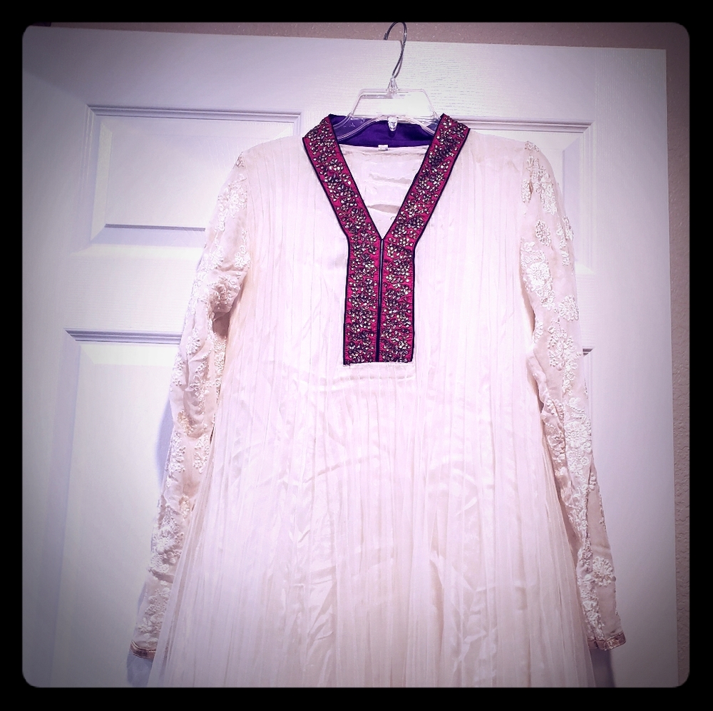 White anarkali